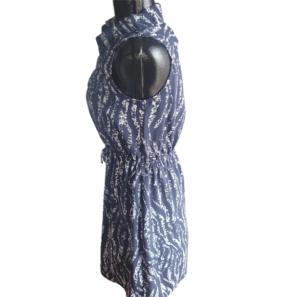 Mario Serrani Navy and White Patterned Sleeveless Dress S - Picture 5 of 7